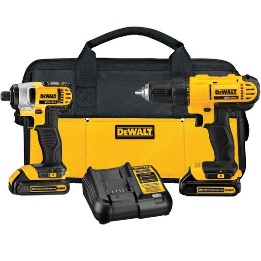 得偉 (DEWALT) 20V MAX* 無線電鑽和衝擊起子組合套裝 DCK240C2